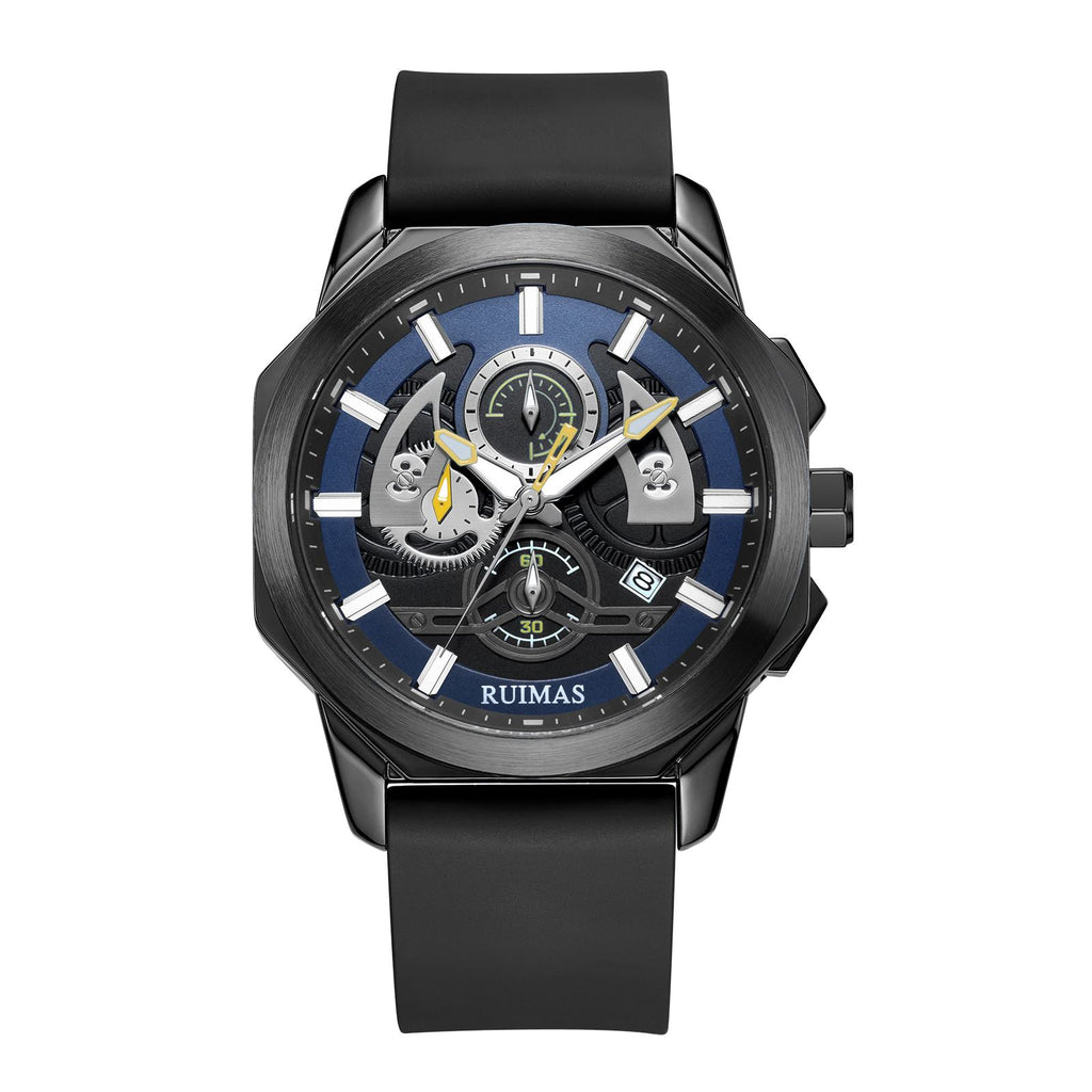 RUIMAS Sports Watches for Men Casual Luxury Quartz Wristwatch Calendar Luminous Silicone Chronograph Clock reloj hombre 581-6