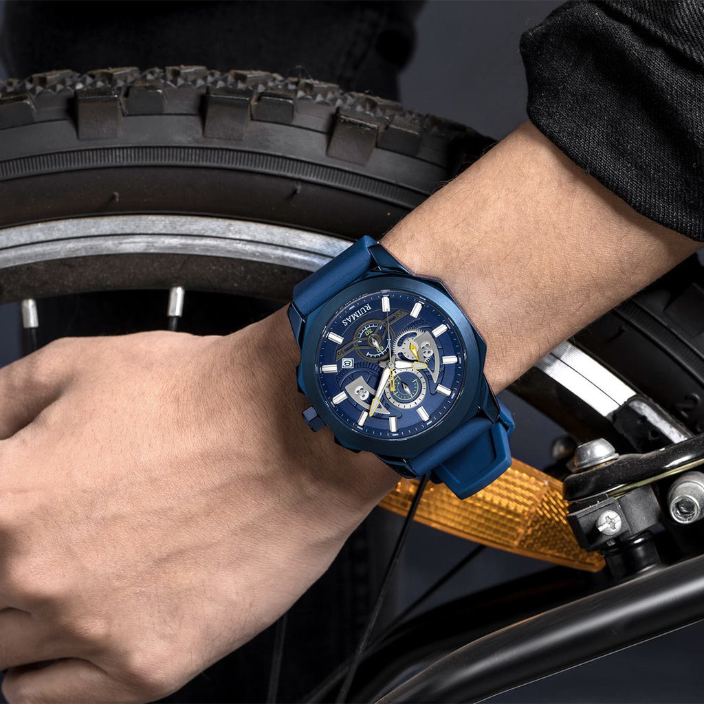 RUIMAS Sports Watches for Men Casual Luxury Quartz Wristwatch Calendar Luminous Silicone Chronograph Clock reloj hombre 581-2