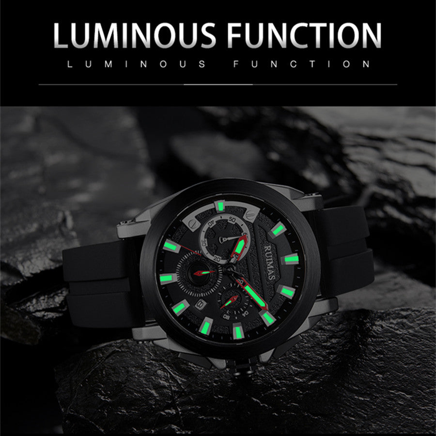 RUIMAS Relogio Masculino Luxury Silicone Band Large Dial Mens Sports Watch Waterproof Luminous Date WristWatch Quartz Clock-4