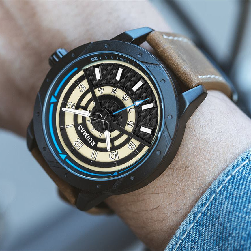RUIMAS Men Wristwatch Luxury Leather Sports Military Wrist Watches Waterproof Large Dial Casual Quartz Clock Relogio Masculino-1