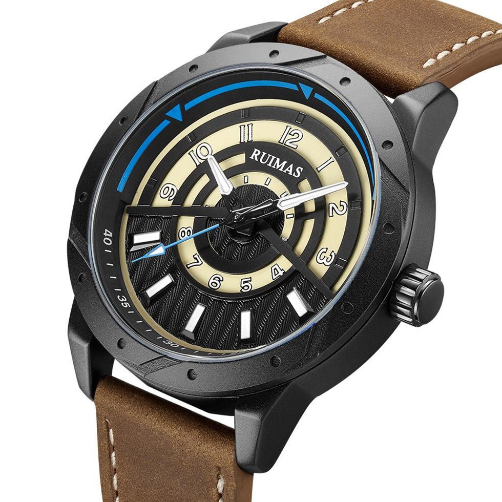 RUIMAS Men Wristwatch Luxury Leather Sports Military Wrist Watches Waterproof Large Dial Casual Quartz Clock Relogio Masculino-9