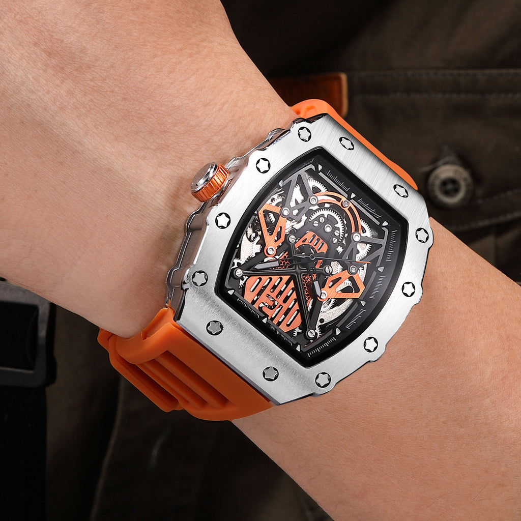 RUIMAS Luxury Watch Men Fashion Automatic Mechanical Watches Clock Silicone Strap Sport Casual Wristwatch Big Dial Reloj Hombre-3