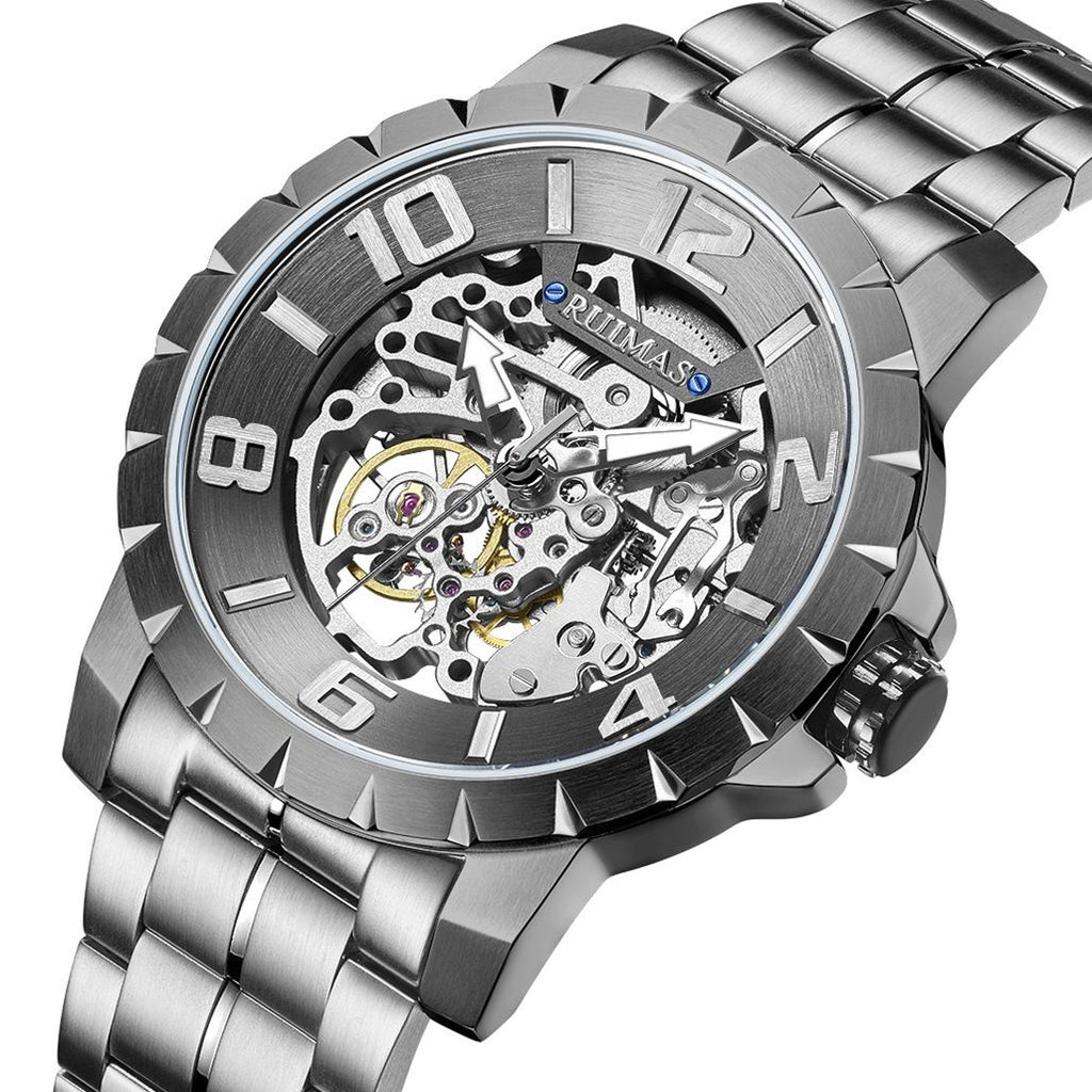 RUIMAS Men Mechanical Watch Luxury Automatic Stainless Steel Bracelet Wristwatches 5ATM Waterproof Clock Relogio Masculino-10