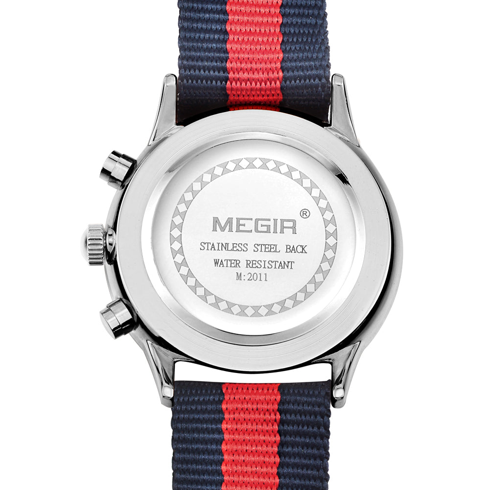 MEGIR Luxury Brand Sports Military Watches for Men Canvas Strap Fashion Men Chronograph Waterproof Luminous Quartz Wristwatch Clock 2011-2