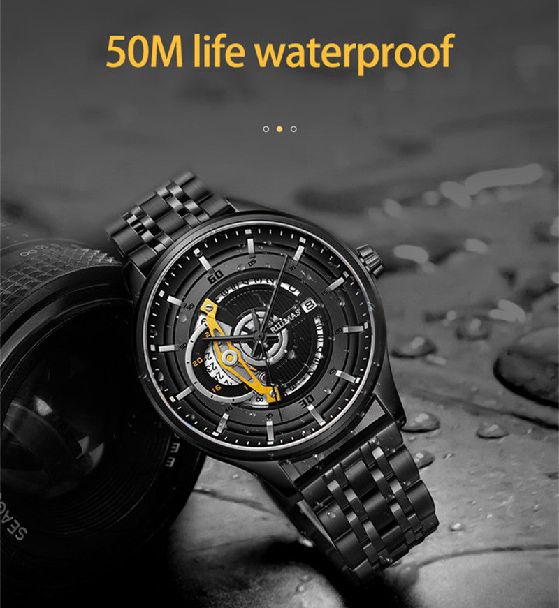 RUIMAS Luxury Business Watches for Mens Fashion Stainless Steel Automatic Mechanical Watch Waterproof Date Wristwatch Clock 6786-6