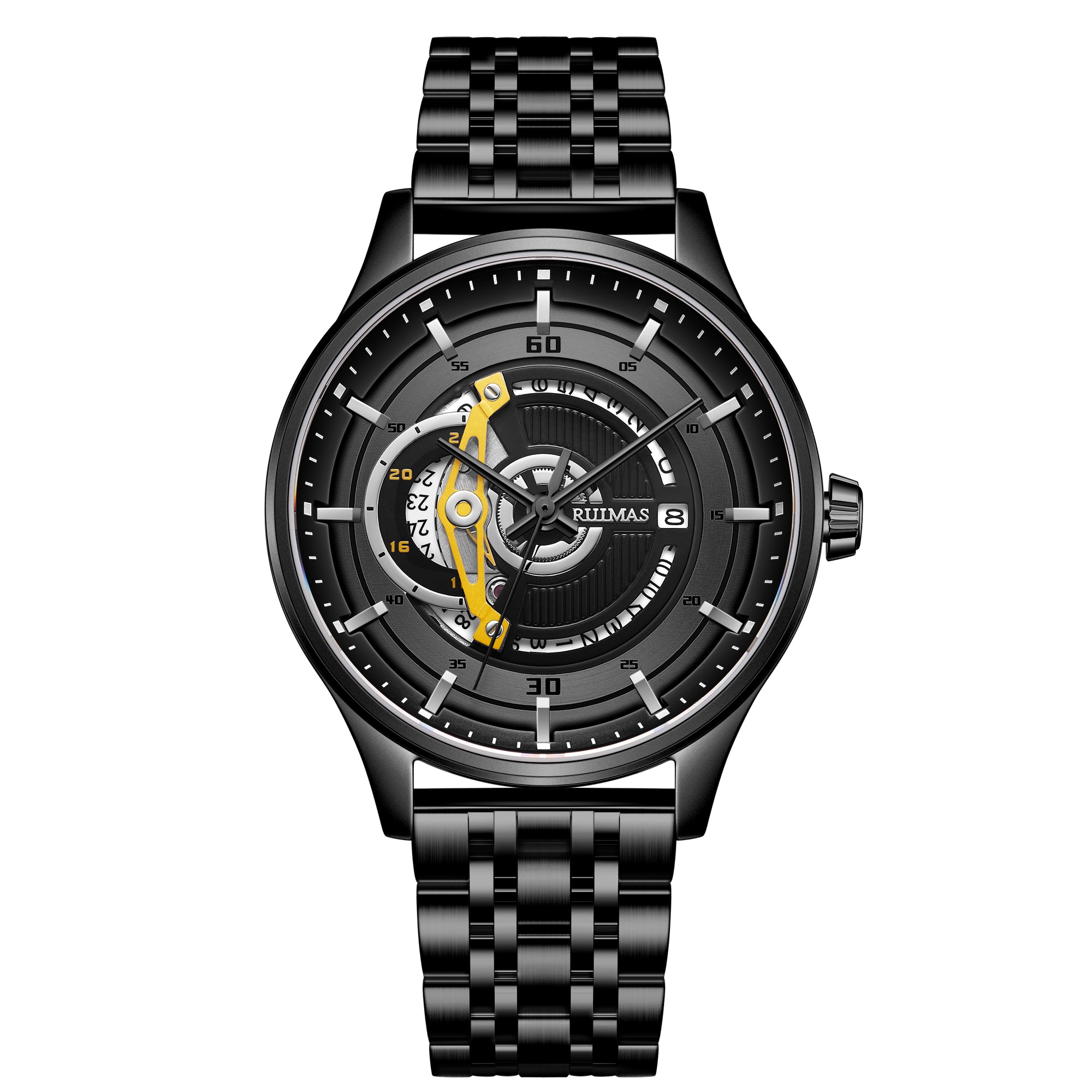 RUIMAS Luxury Business Watches for Mens Fashion Stainless Steel Automatic Mechanical Watch Waterproof Date Wristwatch Clock 6786-7