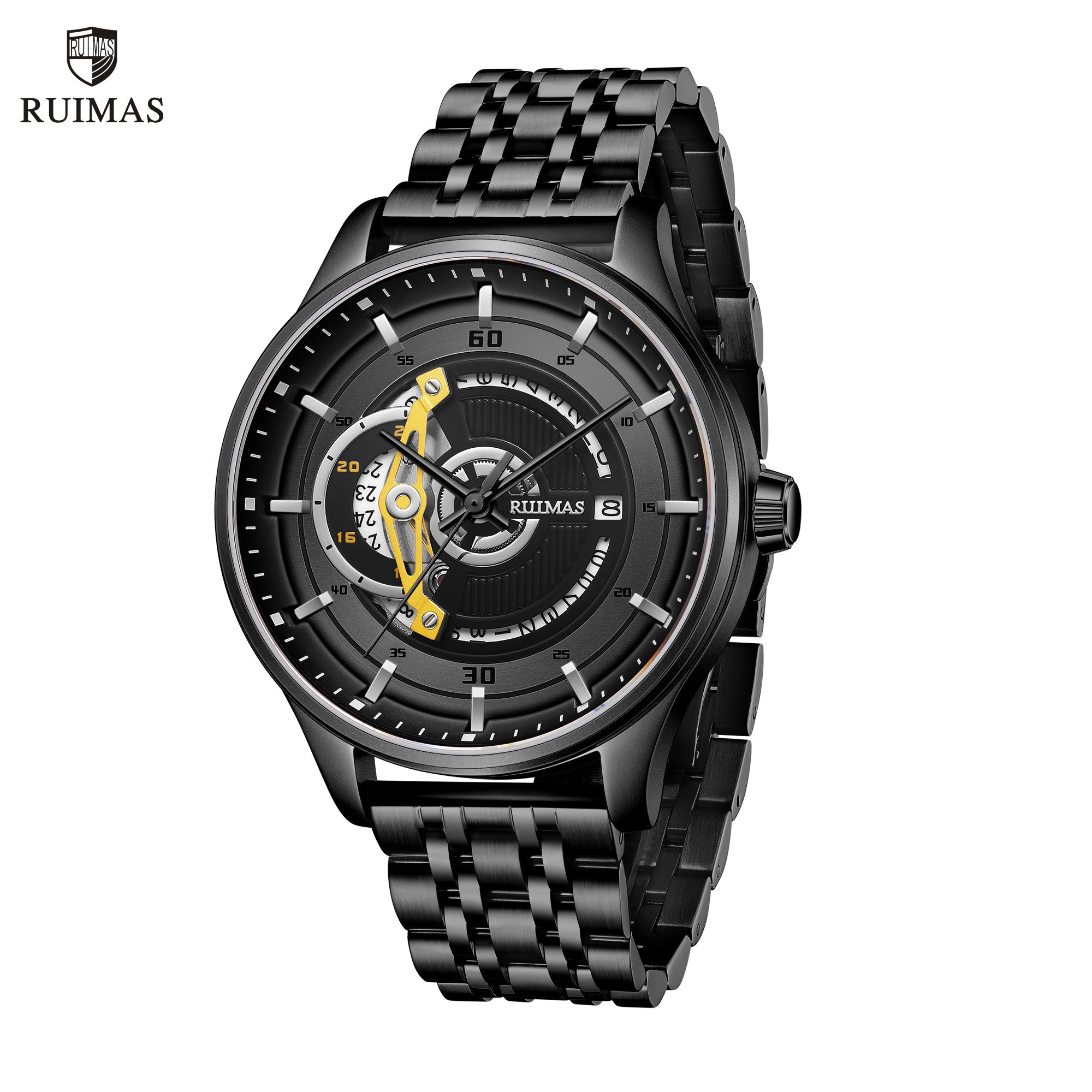 RUIMAS Luxury Business Watches for Mens Fashion Stainless Steel Automatic Mechanical Watch Waterproof Date Wristwatch Clock 6786-0