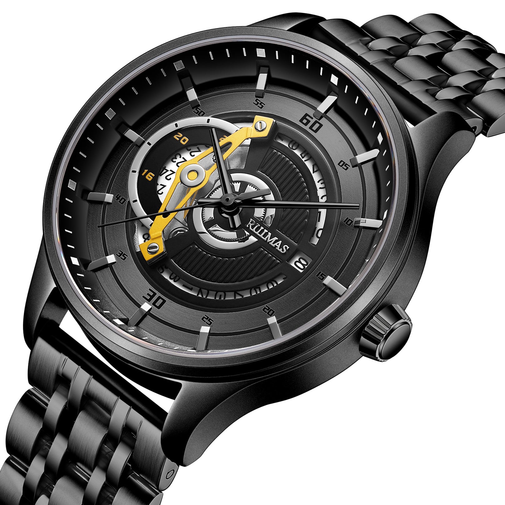 RUIMAS Luxury Business Watches for Mens Fashion Stainless Steel Automatic Mechanical Watch Waterproof Date Wristwatch Clock 6786-8