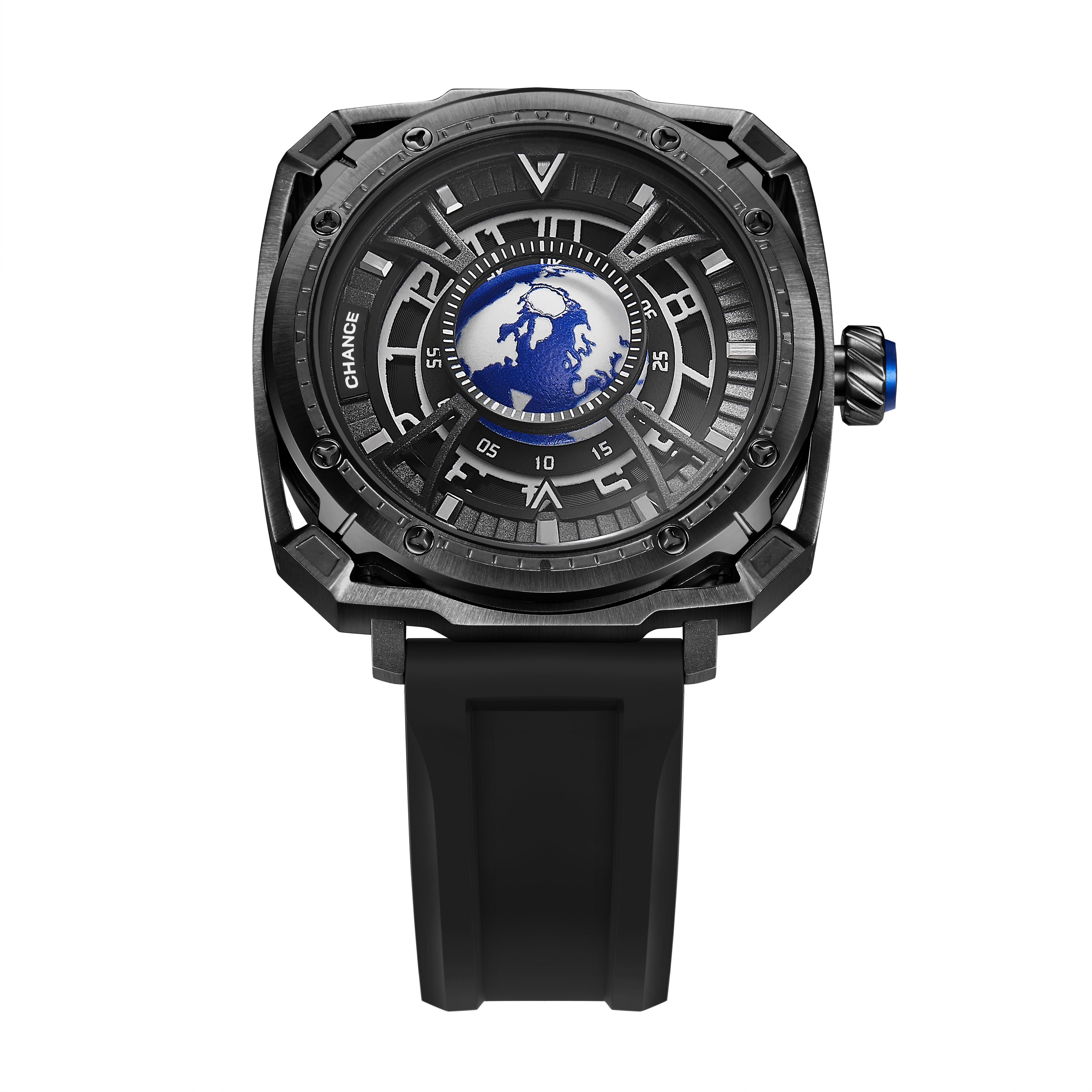 CHANCE Luxury Men Mechanical Wristwatch Automatic Watch Stainless Steel Case Sports Silicone Strap Luminous Watches Clock-7