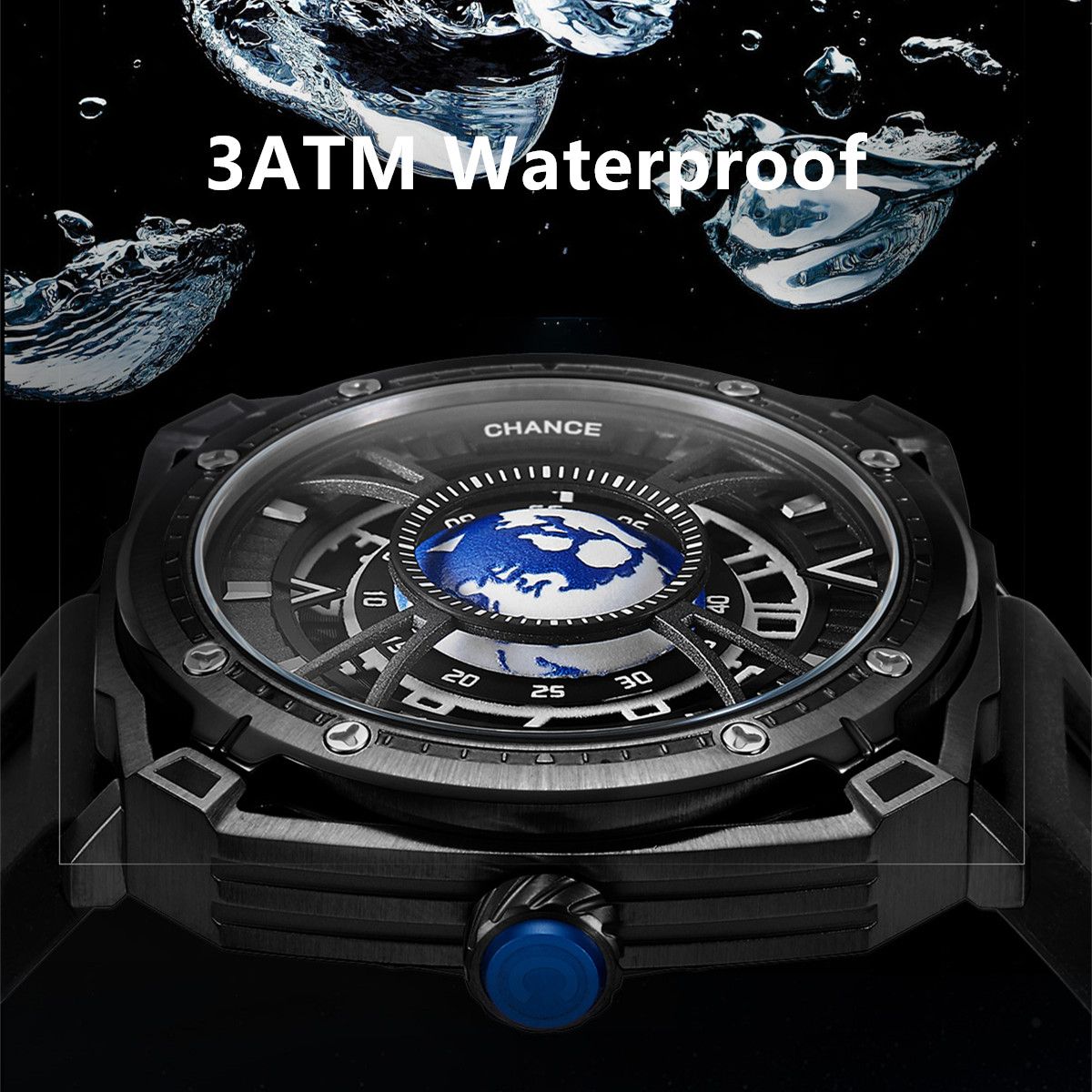 CHANCE Luxury Men Mechanical Wristwatch Automatic Watch Stainless Steel Case Sports Silicone Strap Luminous Watches Clock-4