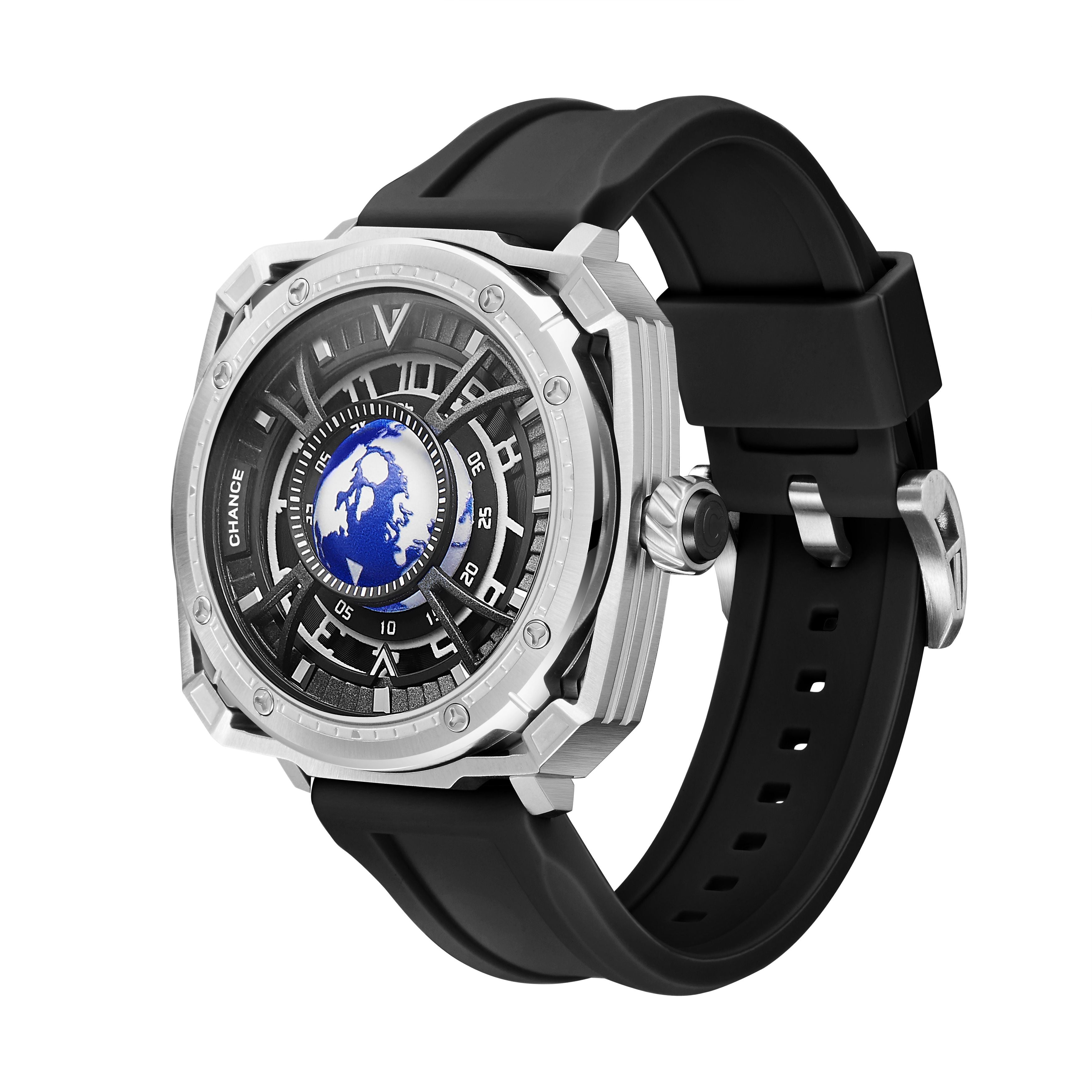 CHANCE Luxury Men Mechanical Wristwatch Automatic Watch Stainless Steel Case Sports Silicone Strap Luminous Watches Clock-5