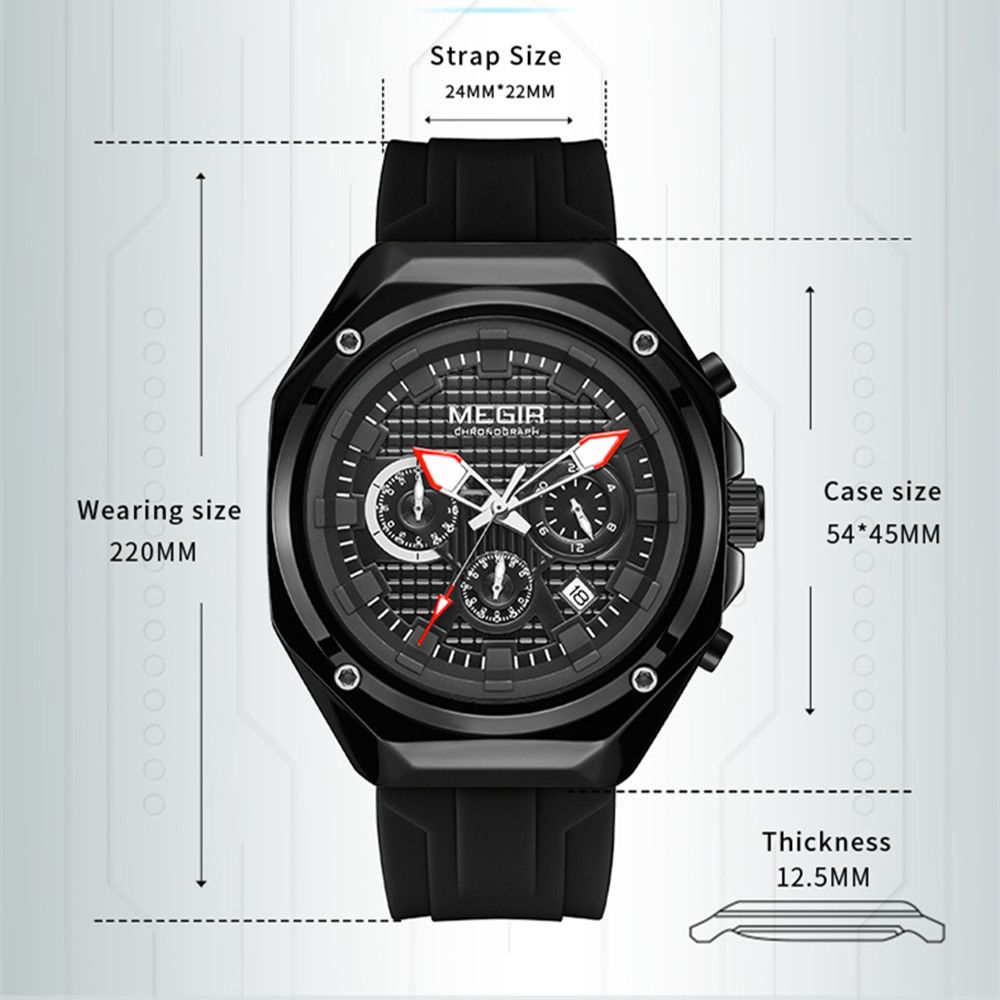 MEGIR Brand Men Quartz Watch Luxury Sport Wristwatches Waterproof Luminous 24 Hours Chronograph Clock Date Reloj Hombre 8118-11