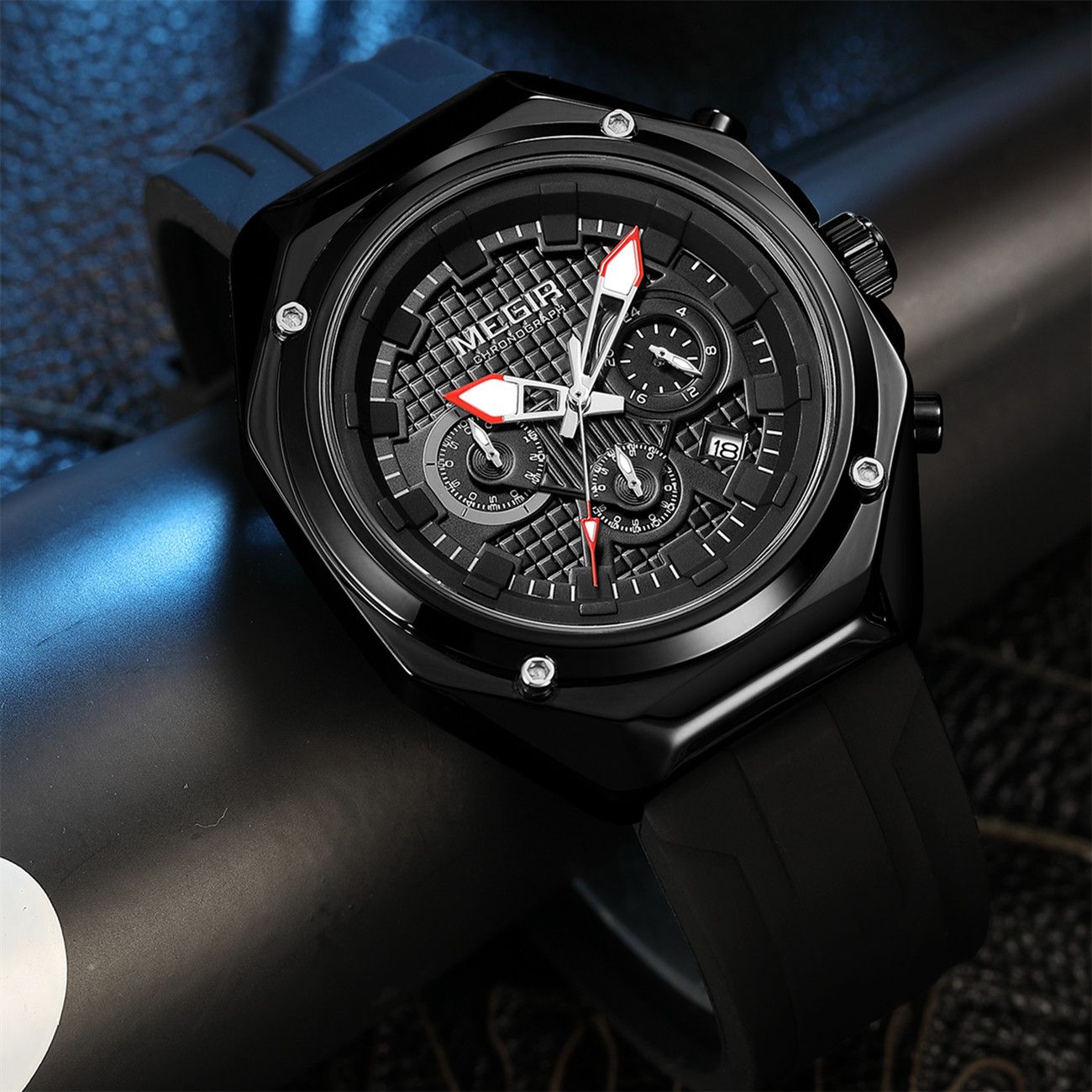 MEGIR Brand Men Quartz Watch Luxury Sport Wristwatches Waterproof Luminous 24 Hours Chronograph Clock Date Reloj Hombre 8118-6