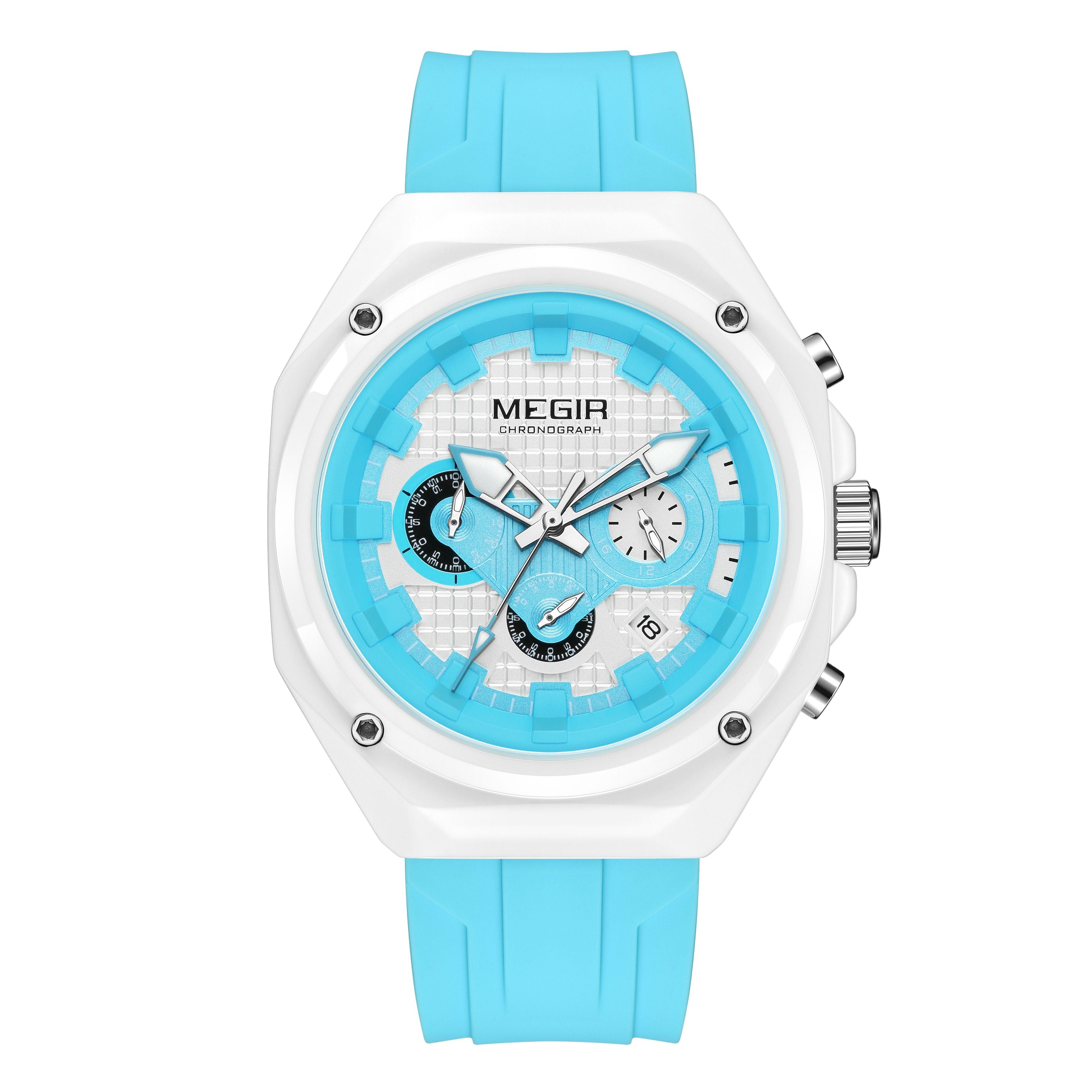 MEGIR Brand Men Quartz Watch Luxury Sport Wristwatches Waterproof Luminous 24 Hours Chronograph Clock Date Reloj Hombre 8118-16