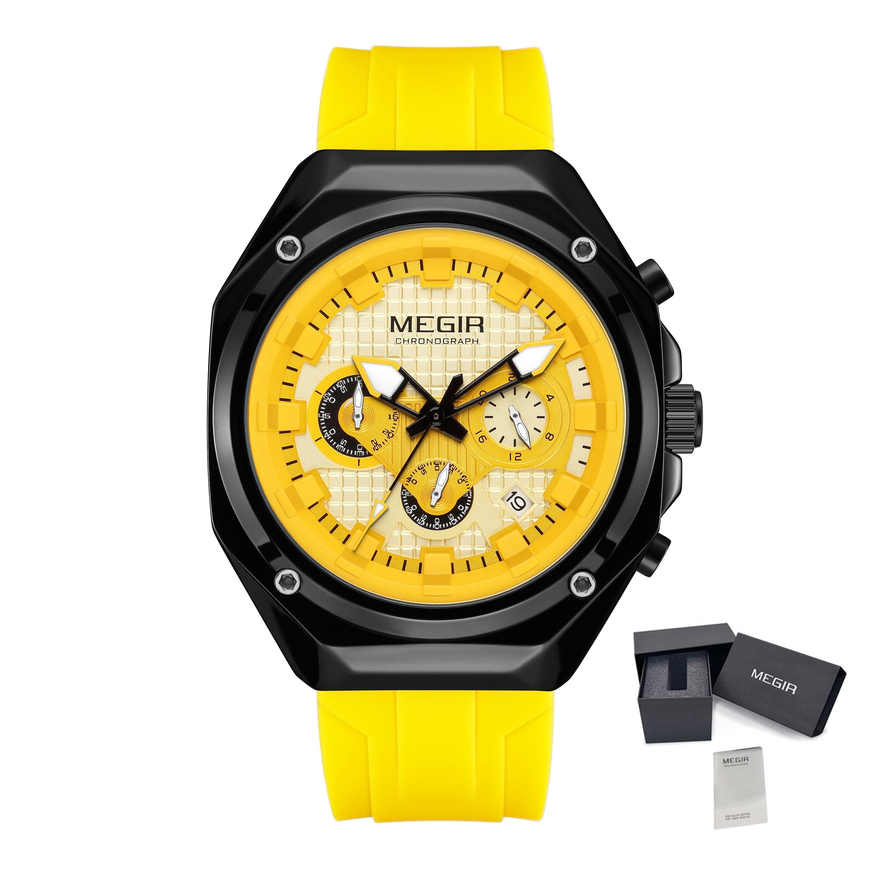 MEGIR Brand Men Quartz Watch Luxury Sport Wristwatches Waterproof Luminous 24 Hours Chronograph Clock Date Reloj Hombre 8118-22