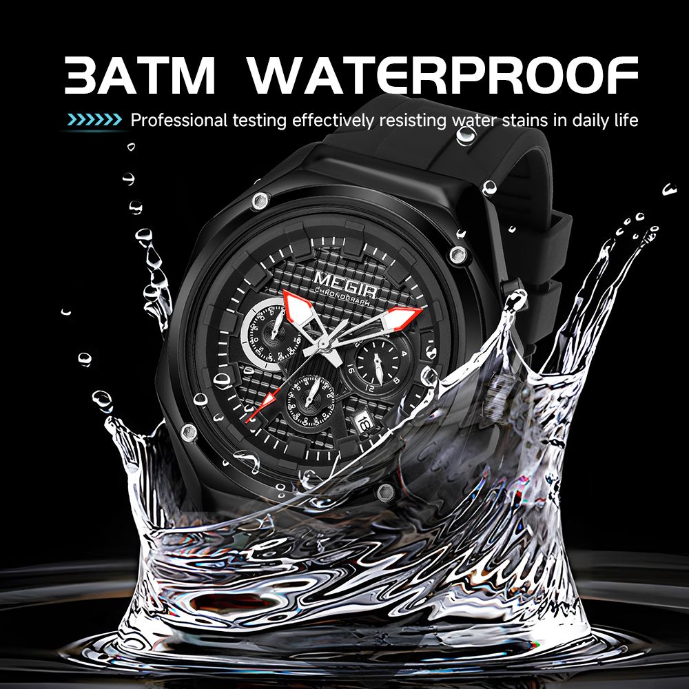 MEGIR Brand Men Quartz Watch Luxury Sport Wristwatches Waterproof Luminous 24 Hours Chronograph Clock Date Reloj Hombre 8118-10