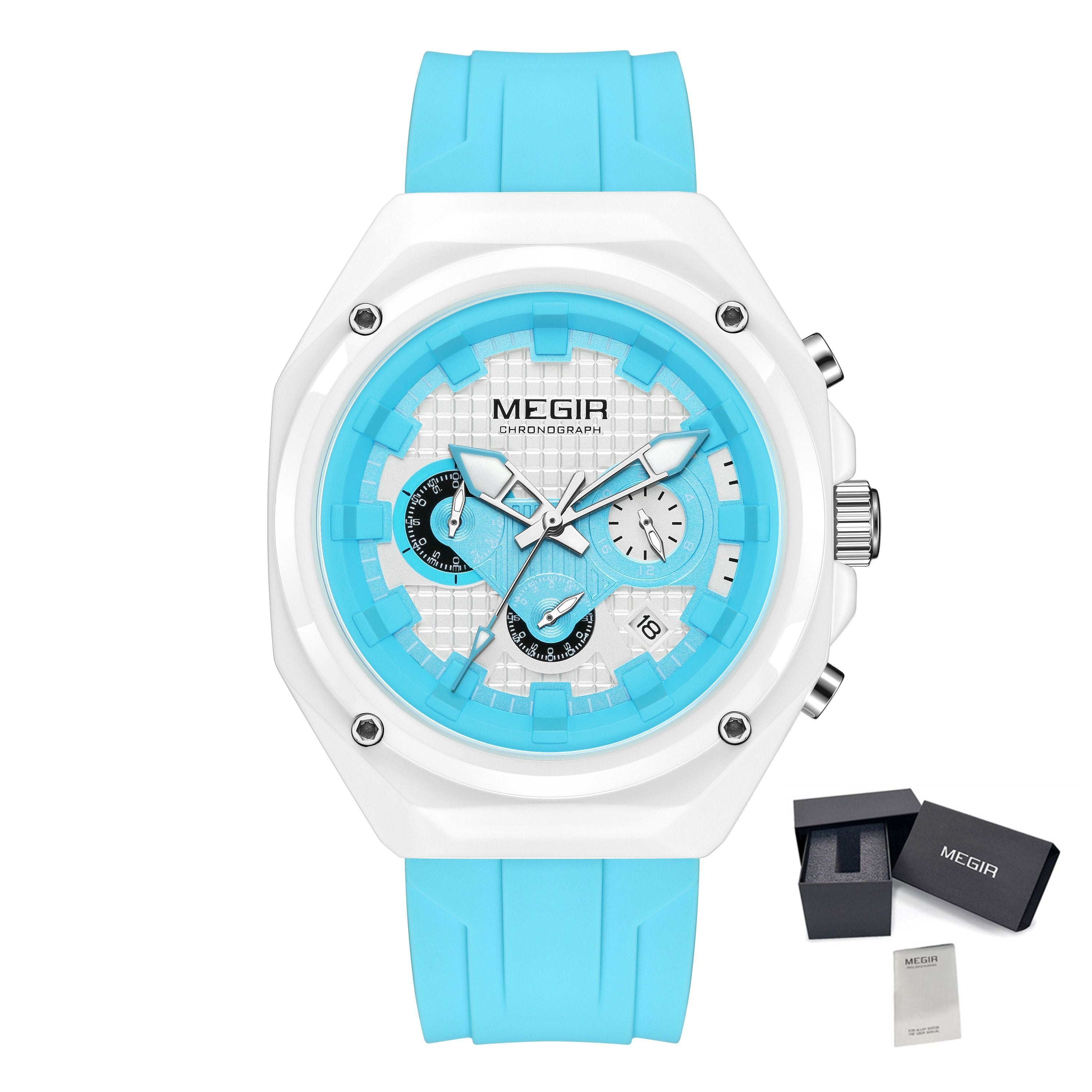 MEGIR Brand Men Quartz Watch Luxury Sport Wristwatches Waterproof Luminous 24 Hours Chronograph Clock Date Reloj Hombre 8118-20