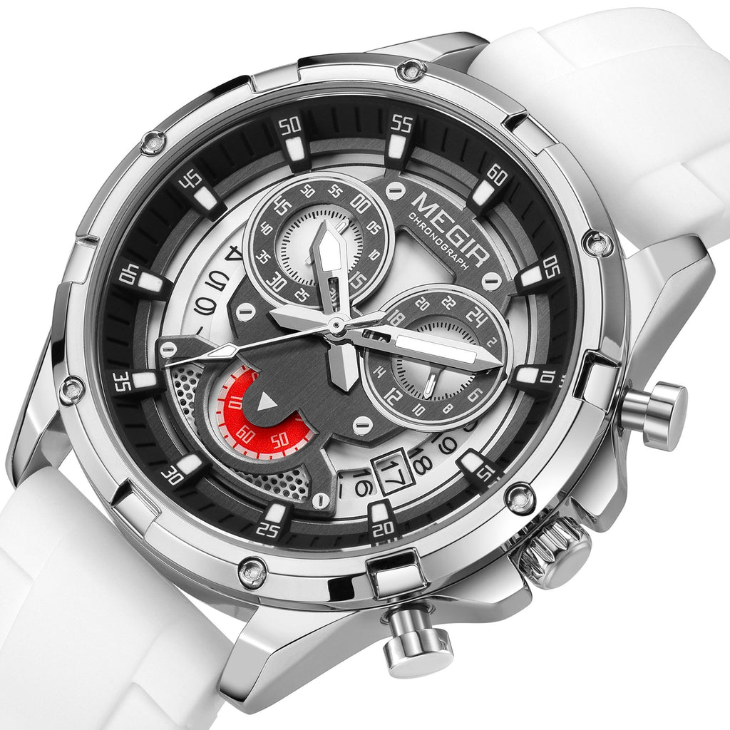 MEGIR Men's Sport Watches Silicone Strap Military Quartz Chronograph Waterproof Luminous Wristwatch 24-hour Auto Date Reloj Hombre 2248