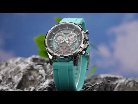 MEGIR Men's Sport Watches Silicone Strap Military Quartz Chronograph Waterproof Luminous Wristwatch 24-hour Auto Date Reloj Hombre 2248