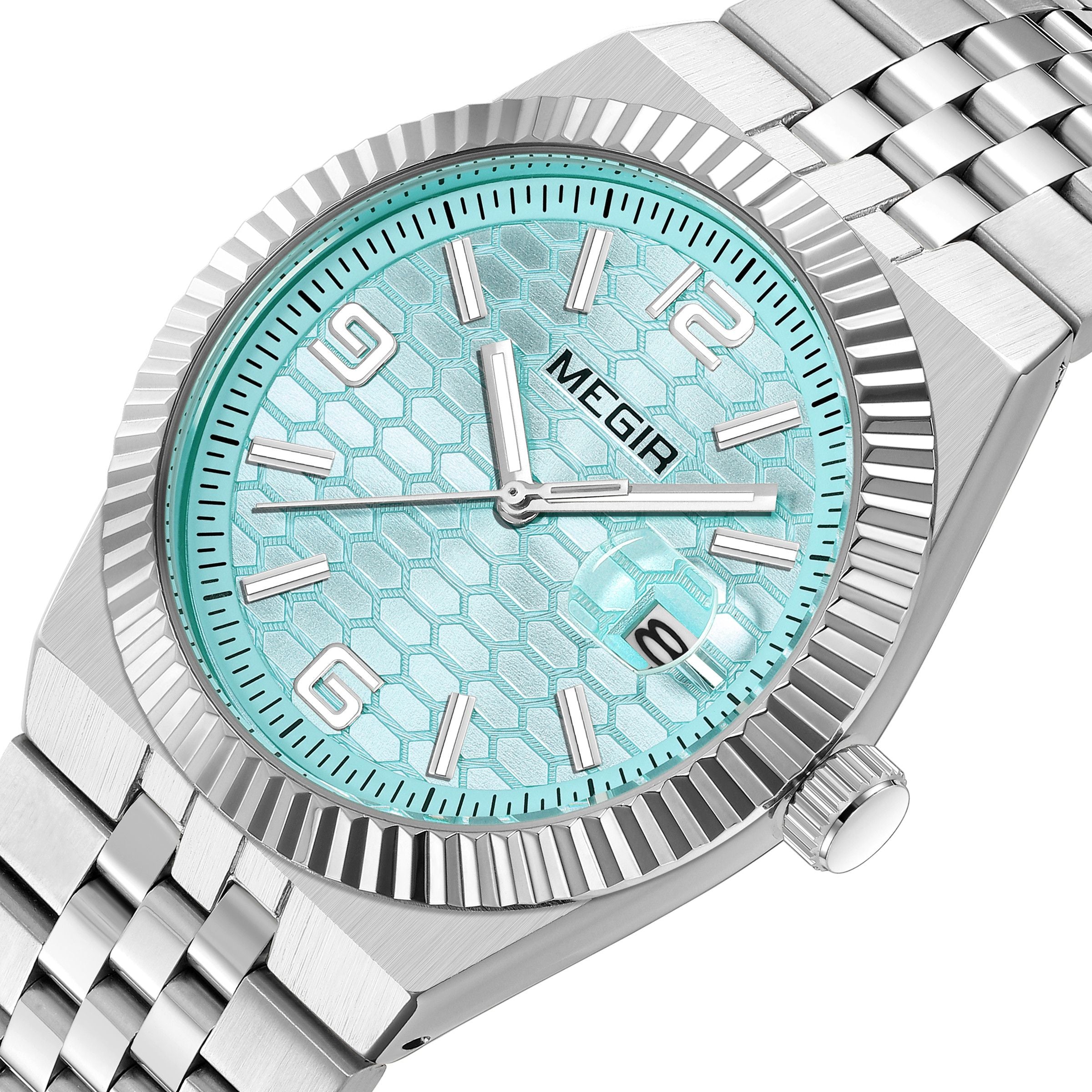 MEGIR Original Men Business Leisure Watches Stainless Steel Bracelet Quartz Wristwatch Waterproof Luminous Date Clock Reloj Hombre 1101-13