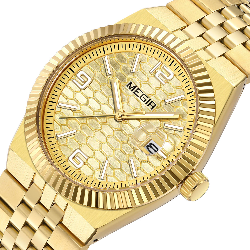 MEGIR Original Men Business Leisure Watches Stainless Steel Bracelet Quartz Wristwatch Waterproof Luminous Date Clock Reloj Hombre 1101-12