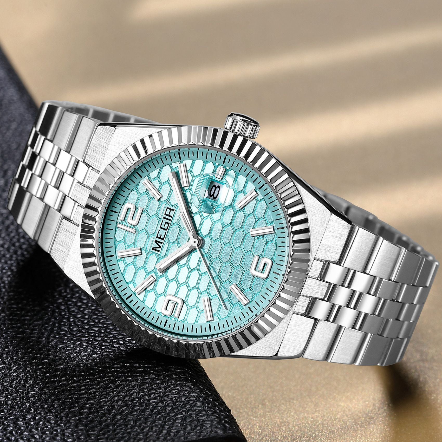 MEGIR Original Men Business Leisure Watches Stainless Steel Bracelet Quartz Wristwatch Waterproof Luminous Date Clock Reloj Hombre 1101-9