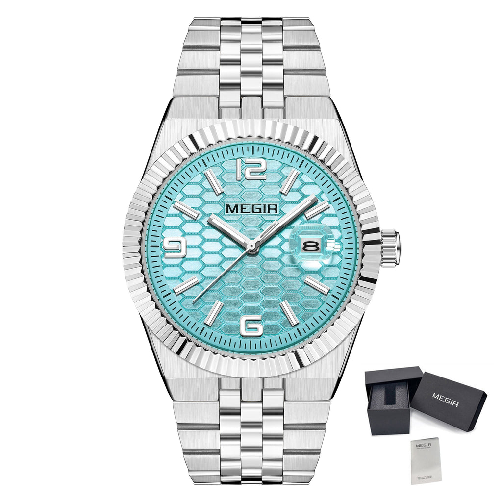 MEGIR Original Men Business Leisure Watches Stainless Steel Bracelet Quartz Wristwatch Waterproof Luminous Date Clock Reloj Hombre 1101-19
