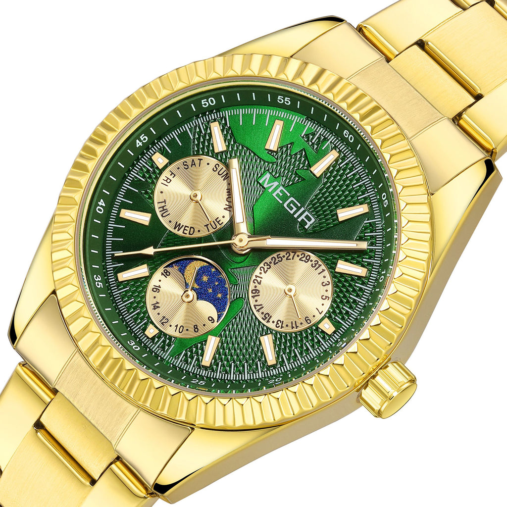 MEGIR Business Men Watch Waterproof Luminous Man Casual Quartz Wristwatch Clock Calendar Week Display Relogio Masculino 1102