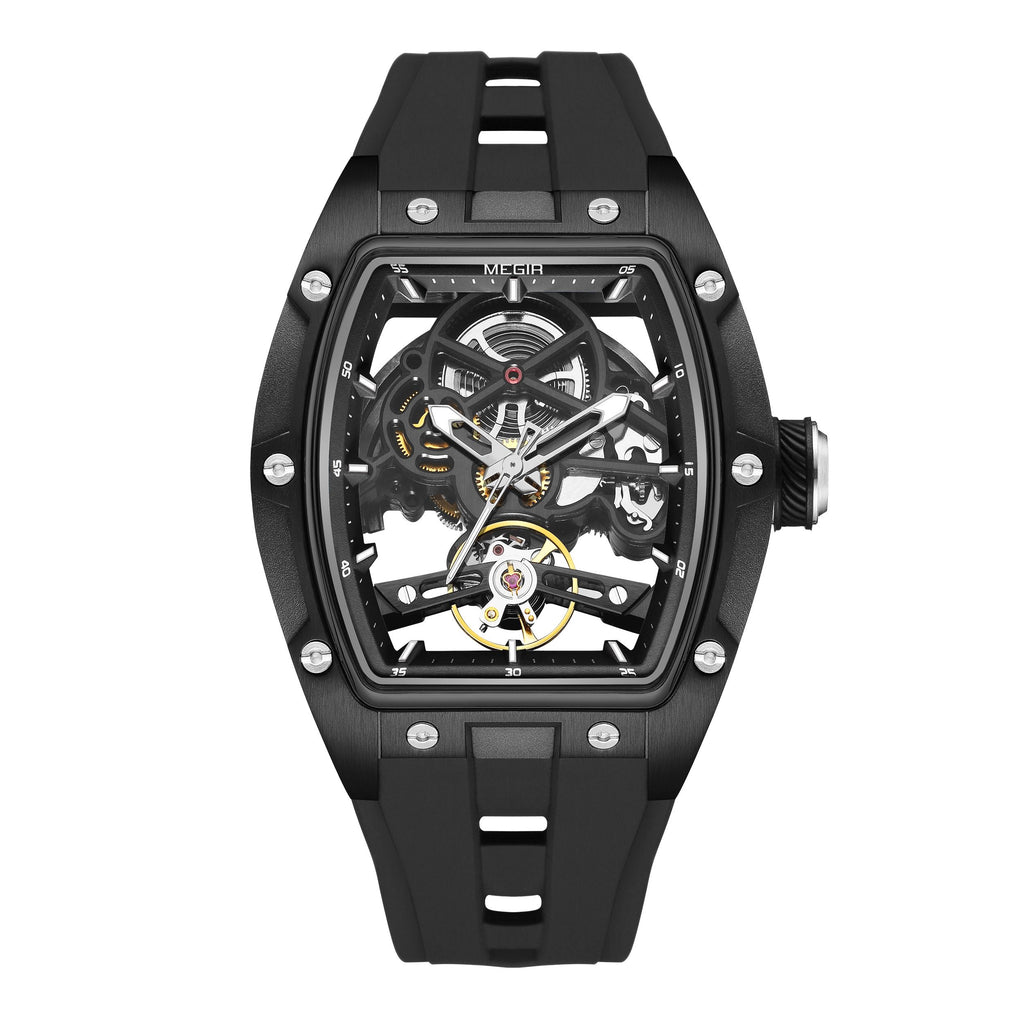 MEGIR Original Fashion Men Watches Automatic Mechanical Watch Steel Case Sport Skeleton Dial Wristwatch Waterproof Clock Reloj Hombre 2242-17