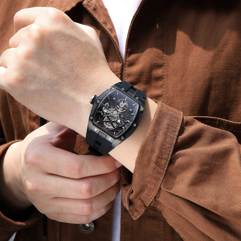 MEGIR Original Fashion Men Watches Automatic Mechanical Watch Steel Case Sport Skeleton Dial Wristwatch Waterproof Clock Reloj Hombre 2242-6