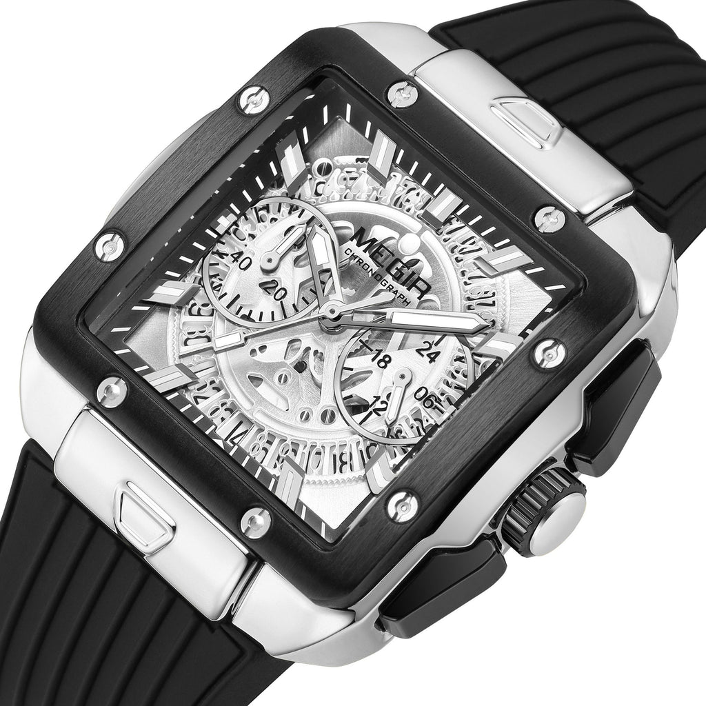 MEGIR Watch for Men Luxury Sport Quartz Wristwatch with Silicone Band Luminous Hands Date Male Chronograph Clock Reloj Hombre 2228-11