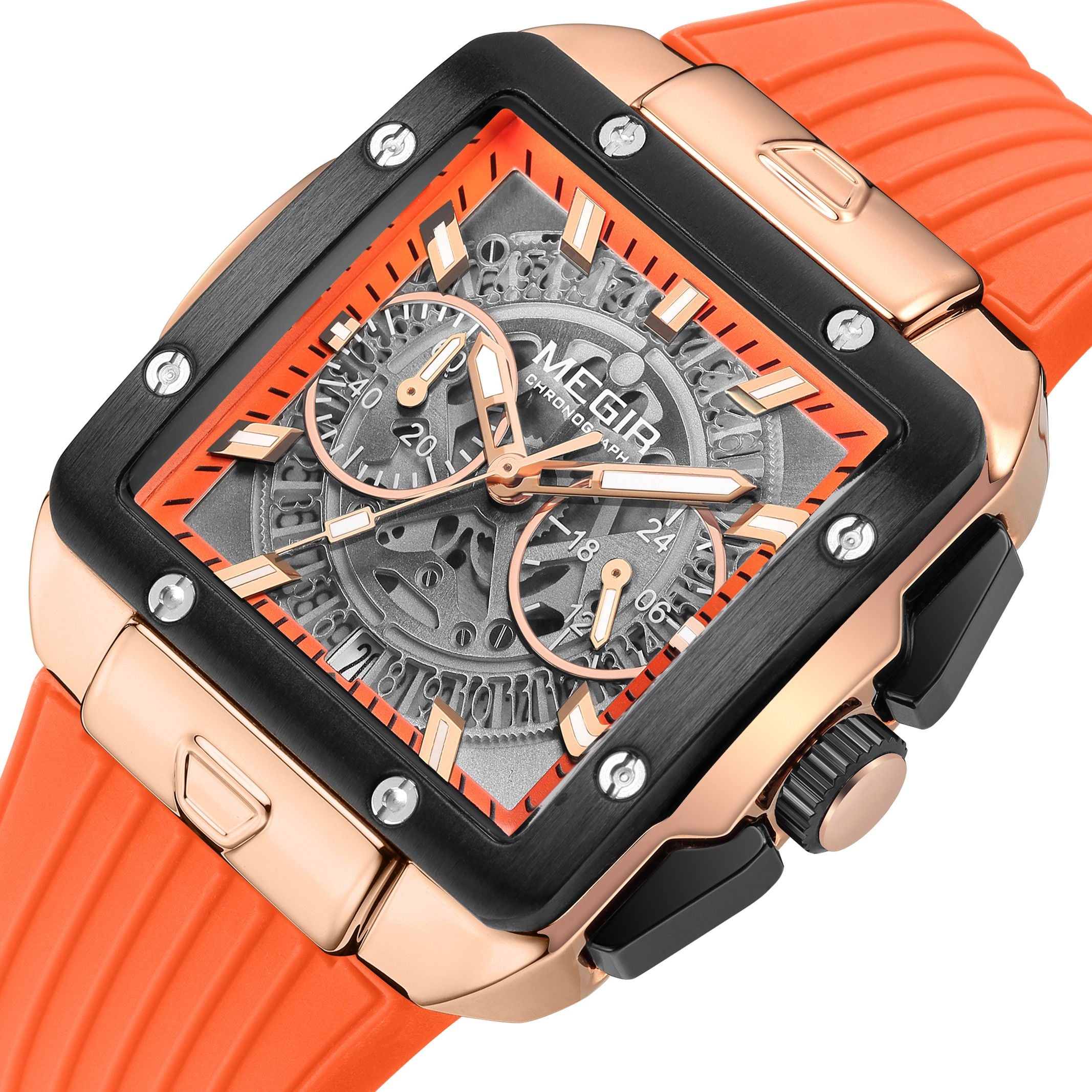 MEGIR Watch for Men Luxury Sport Quartz Wristwatch with Silicone Band Luminous Hands Date Male Chronograph Clock Reloj Hombre 2228-8