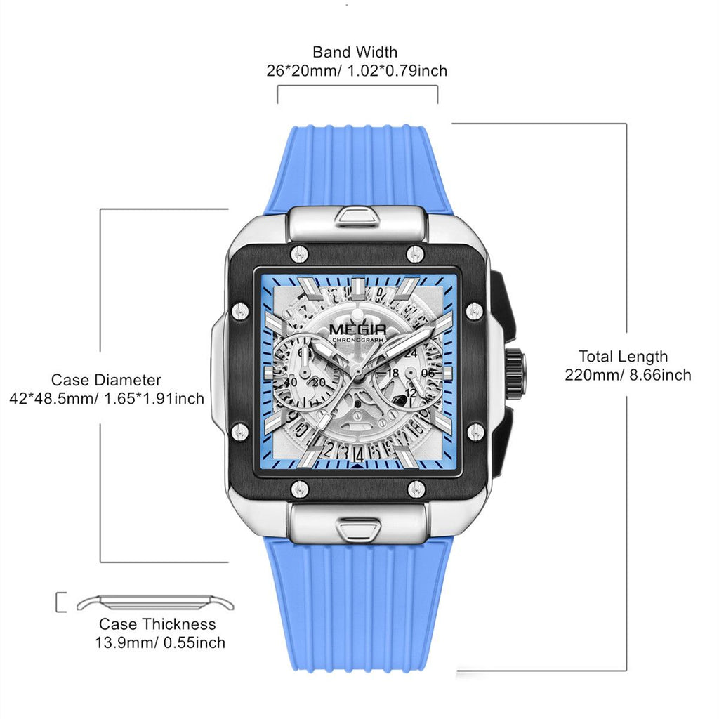MEGIR Watch for Men Luxury Sport Quartz Wristwatch with Silicone Band Luminous Hands Date Male Chronograph Clock Reloj Hombre 2228-4