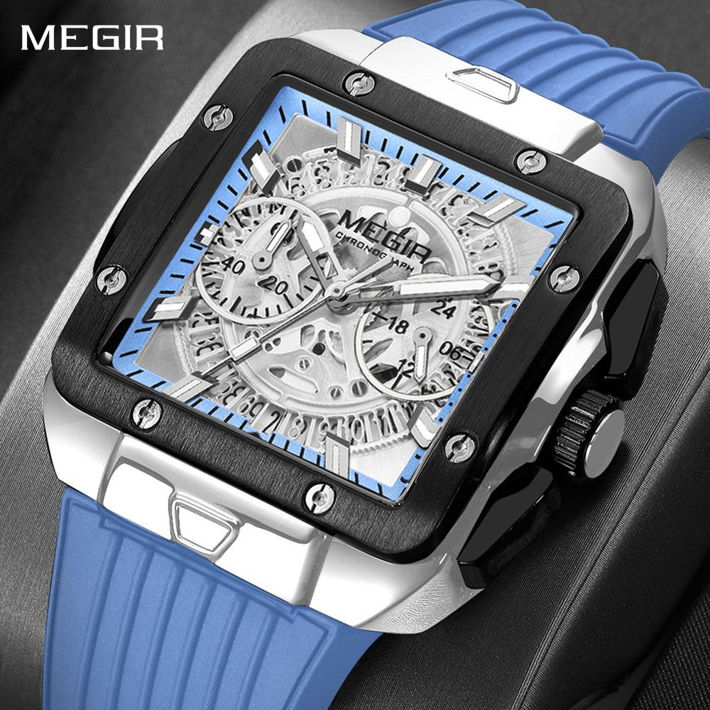 MEGIR Watch for Men Luxury Sport Quartz Wristwatch with Silicone Band Luminous Hands Date Male Chronograph Clock Reloj Hombre 2228-0