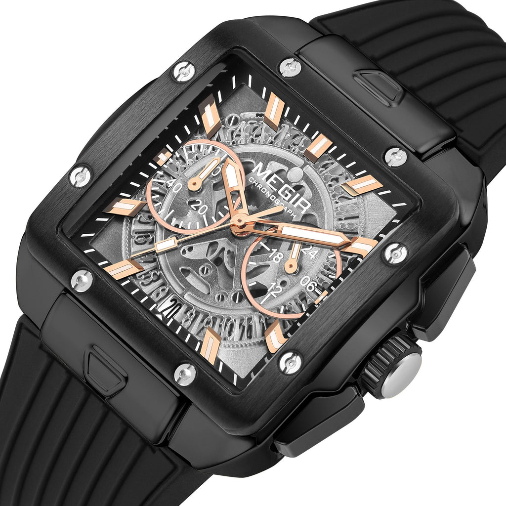 MEGIR Watch for Men Luxury Sport Quartz Wristwatch with Silicone Band Luminous Hands Date Male Chronograph Clock Reloj Hombre 2228-10