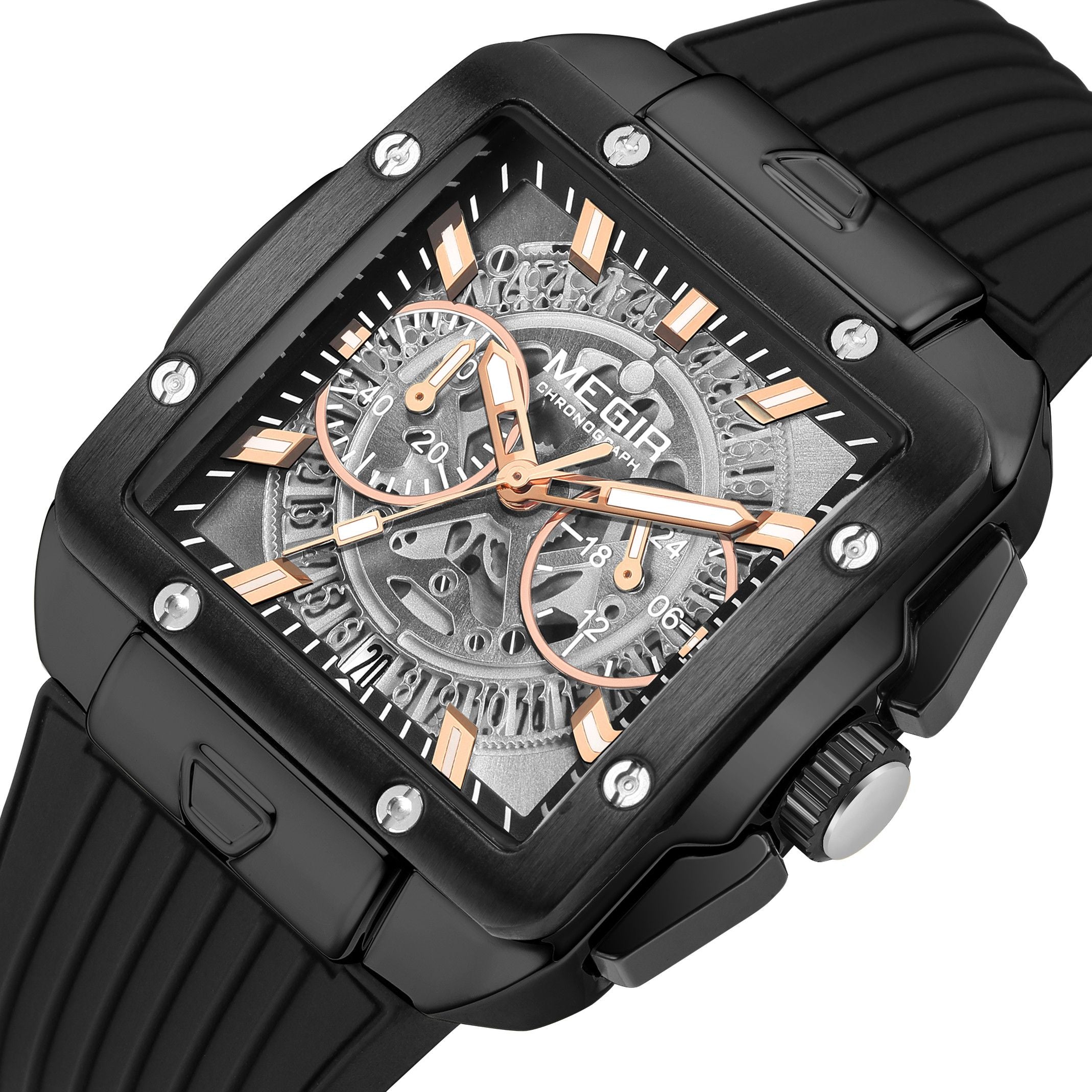 MEGIR Watch for Men Luxury Sport Quartz Wristwatch with Silicone Band Luminous Hands Date Male Chronograph Clock Reloj Hombre 2228-10