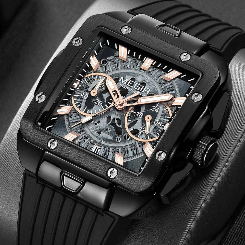 MEGIR Watch for Men Luxury Sport Quartz Wristwatch with Silicone Band Luminous Hands Date Male Chronograph Clock Reloj Hombre 2228-1