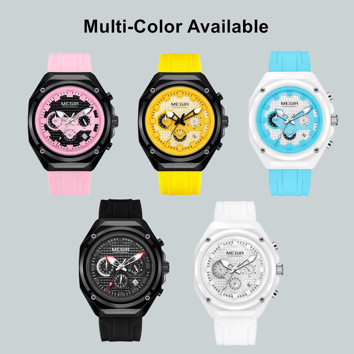 MEGIR Brand Men Quartz Watch Luxury Sport Wristwatches Waterproof Luminous 24 Hours Chronograph Clock Date Reloj Hombre 8118-7