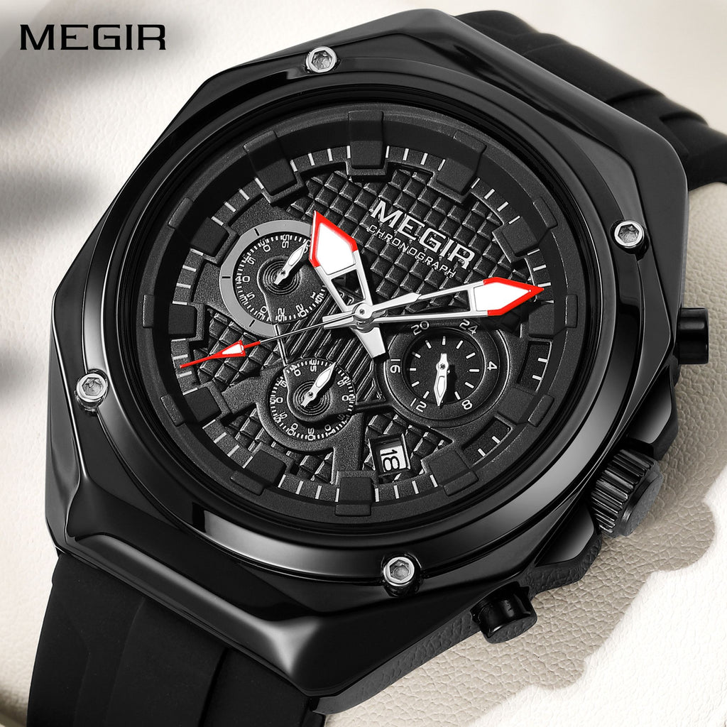 MEGIR Brand Men Quartz Watch Luxury Sport Wristwatches Waterproof Luminous 24 Hours Chronograph Clock Date Reloj Hombre 8118-0